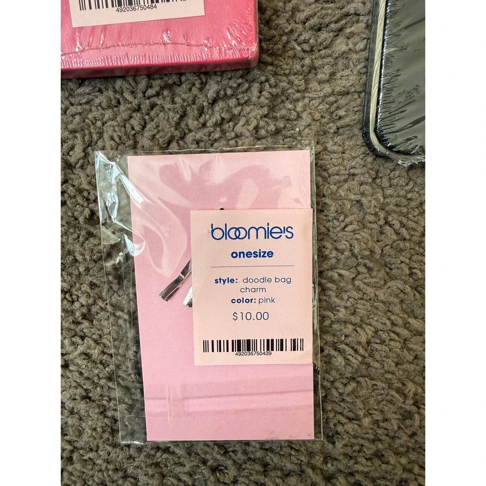 Bloomies Doodle Notebook Set‎ and Bag Charm Pink Black Journal Bundle NWT